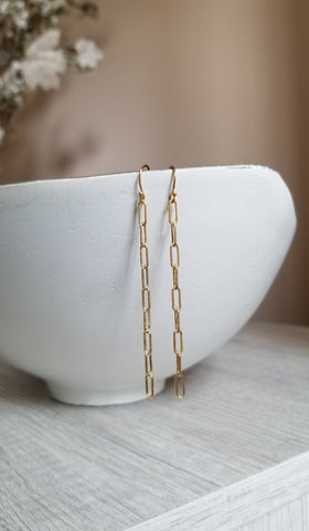Gold Paperclip Earrings, Paperclip Chain Earrings, Minimalist Earrings, Affordable Gift Idea, Lightweight Everyday Earrings, Gift for Her