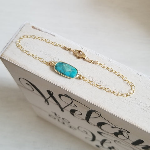 Gold Turquoise Bracelet, Minimalist Jewelry for Women