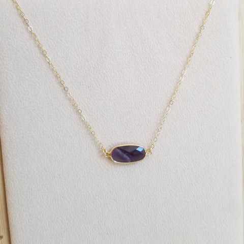 Dainty Gold Amethyst Necklace, Gemstone Necklace