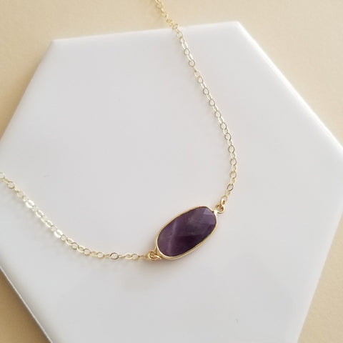 Dainty Gold Amethyst Necklace, Gemstone Necklace