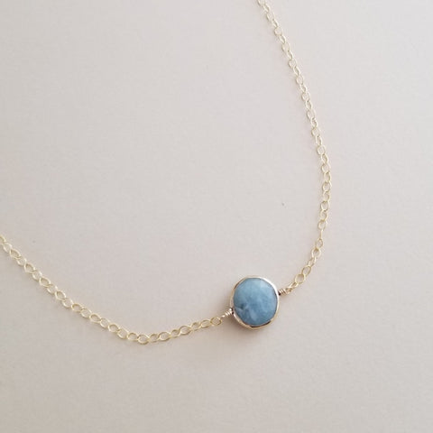 Graduation Gift for Her, Gold Aquamarine Necklace