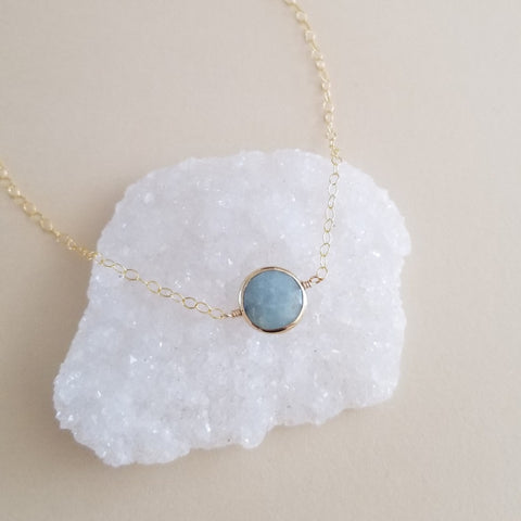 Graduation Gift for Her, Gold Aquamarine Necklace