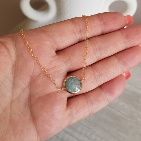 Graduation Gift for Her, Gold Aquamarine Necklace