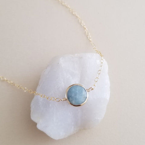 Graduation Gift for Her, Gold Aquamarine Necklace