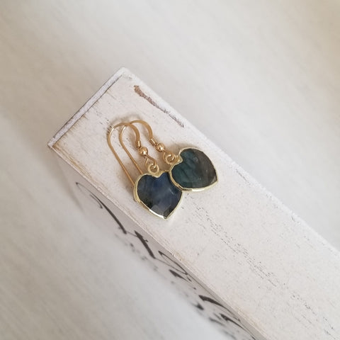 Dainty Labradorite Heart Earrings