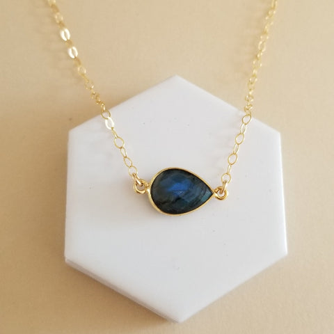Bridesmaid Gift, Gold Labradorite Necklace