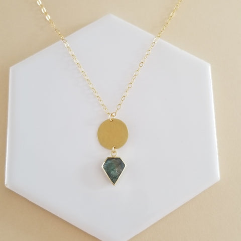 Gold Hammered Labradorite Pendant Necklace, New Chapter Gift for Her