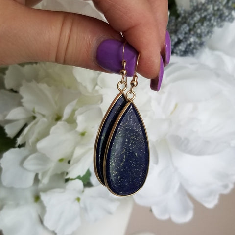 Long Lapis Lazuli Teardrop Earrings