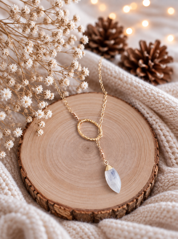 Custom Gold Gemstone Lariat Necklace, Modern Y Style Necklace