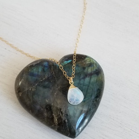 Dainty Gold Moonstone Necklace, Bridesmaid Jewelry Gift