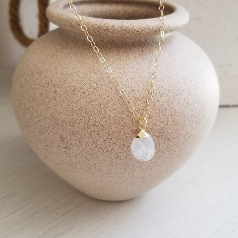 Dainty Gold Moonstone Necklace, Bridesmaid Jewelry Gift