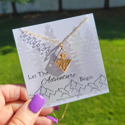 Gold Mountains Pendant Necklace for women, Graduation Gift Idea