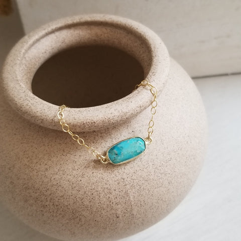 Gold Turquoise Bracelet, Minimalist Jewelry for Women