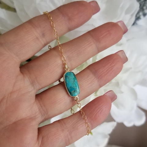 Gold Turquoise Bracelet, Minimalist Jewelry for Women