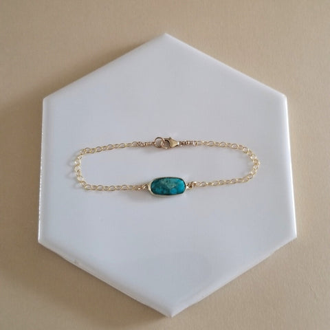 Gold Turquoise Bracelet, Minimalist Jewelry for Women