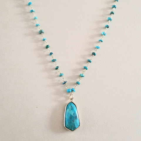 Handmade Turquoise Necklace, Boho Chic Style Beaded Turquoise Necklace, Jewelry gift for her