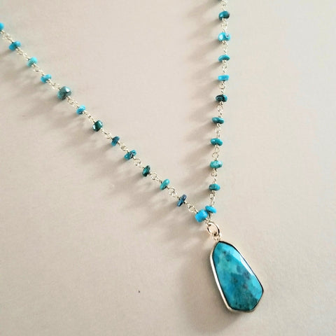 Handmade Turquoise Necklace, Boho Chic Style Beaded Turquoise Necklace