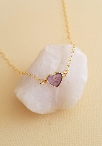 Bridesmaid Gift, Dainty Gemstone Heart Necklace, Wedding Jewelry