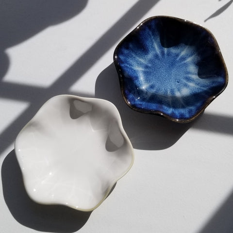Ceramic Jewelry Dish, Floral Shaped Ring Dish