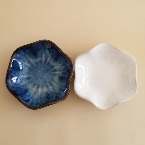 Ceramic Jewelry Dish, Floral Shaped Ring Dish