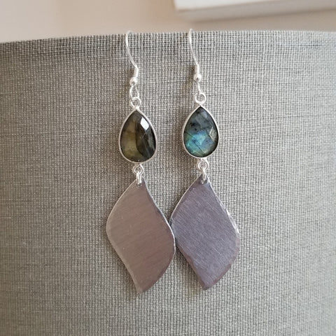 Blue Flash Labradorite Earrings, Handmade Gemstone Earrings, Boho Style Jewelry