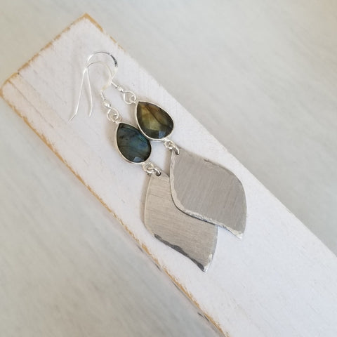 Labradorite Earrings, Labradorite Dangles, Boho Labradorite Earrings, Handmade Gemstone Earrings, Gift for Her,Bohemian Earrings, Long Gemstone Dangling Earrings
