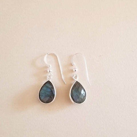 Labradorite Teardrop Earrings, Small Dangle Earrings