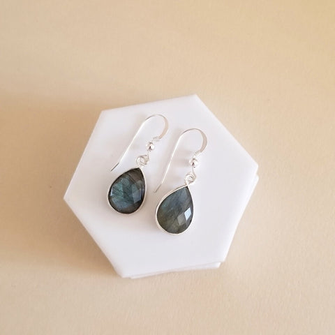 Labradorite Teardrop Earrings, Small Dangle Earrings