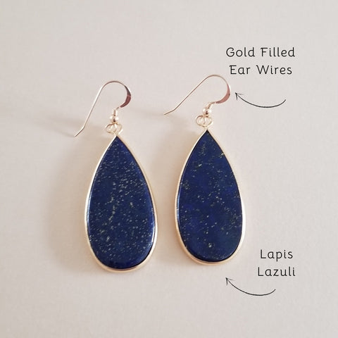 Long Lapis Lazuli Teardrop Earrings