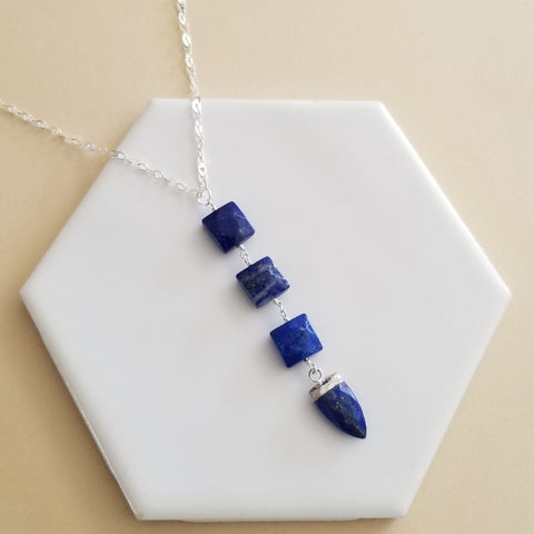 Long Lapis Lazuli Pendant Necklace