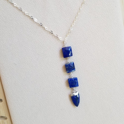 Long Lapis Lazuli Pendant Necklace
