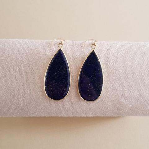 Long Lapis Lazuli Teardrop Earrings, Timeless Statement Earrings, Dangle Drop Earrings, Gift for Her