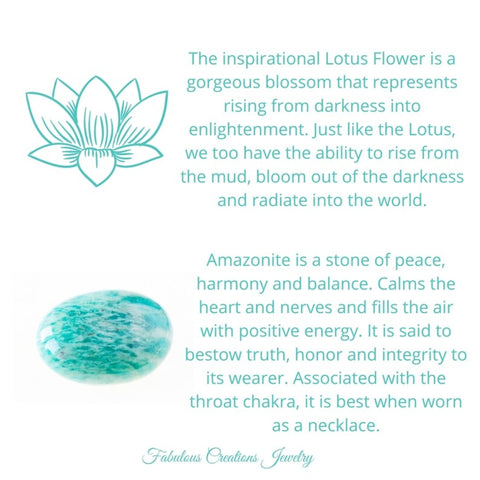 Gold Lotus Flower and Amazonite Pendant Necklace