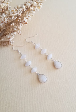 Long Moonstone Dangle Earrings