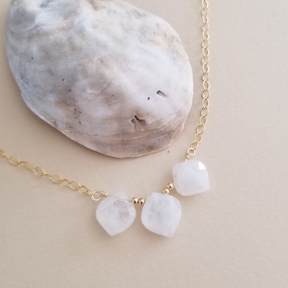 Minimalist Moonstone Necklace, Sterling Silver or Gold Filled