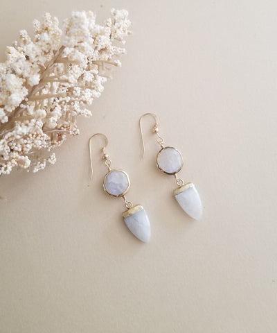 Moonstone Earrings, Natural Moonstone Dangle Stone Earrings, Gift for Her