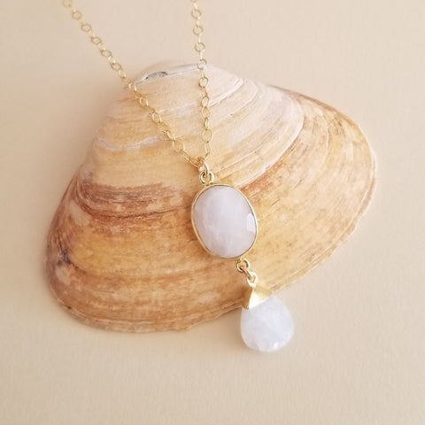 Bridesmaid Gift, Gold Moonstone Pendant Necklace, Bridesmaid Necklace