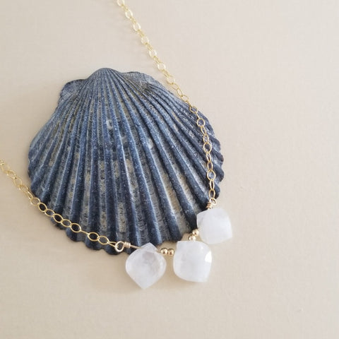 Minimalist Moonstone Necklace, Sterling Silver or Gold Filled