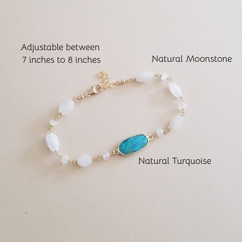 Moonstone and Turquoise Bracelet