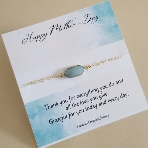 Gold Aquamarine Bracelet, Mother's Day Gift, Gift for Moms