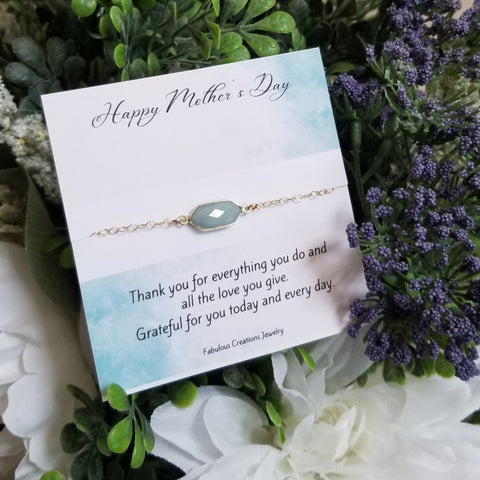 Gold Aquamarine Bracelet, Mother's Day Gift, Gift for Moms