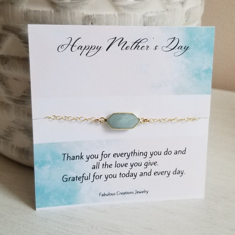 Gold Aquamarine Bracelet, Mother's Day Gift, Gift for Moms
