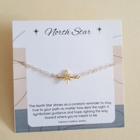 Dainty North Star Bracelet, Silver or Gold