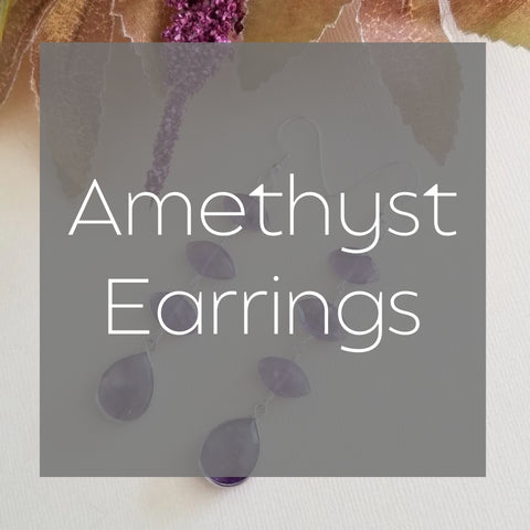 Long Amethyst Earrings, Gemstone Dangling Earrings, Handmade Gemstone Earrings