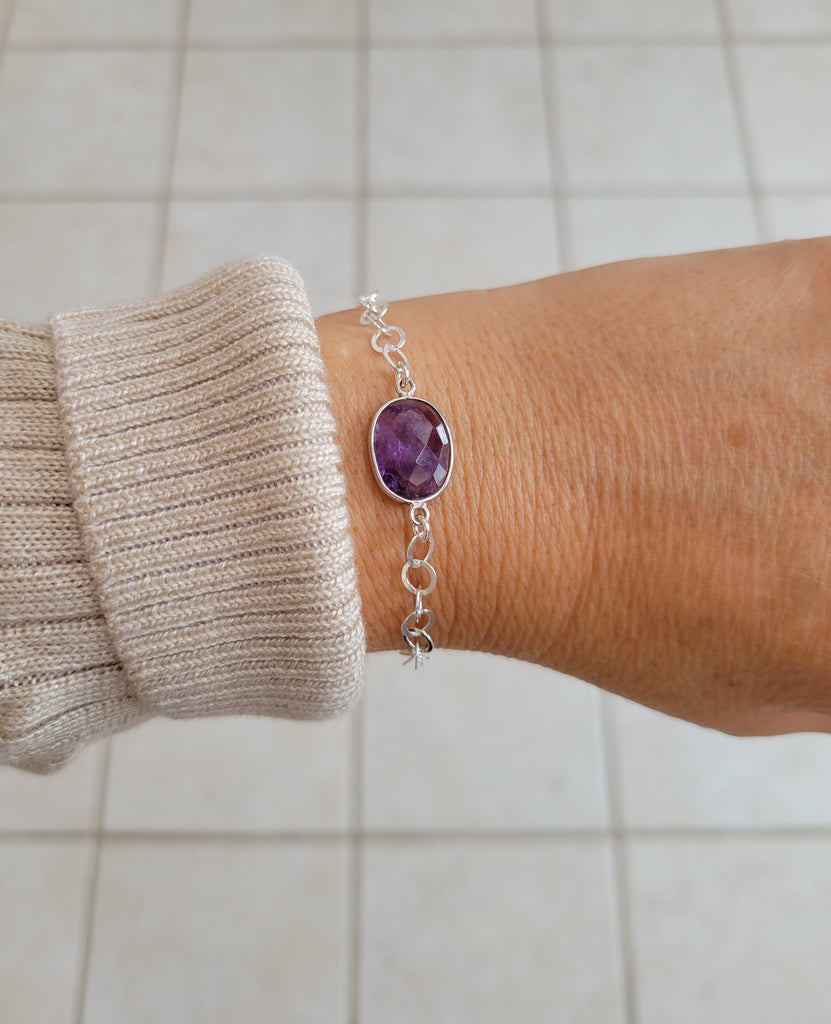 Sterling Silver Earth gemstone Bracelet - Ruby Lane