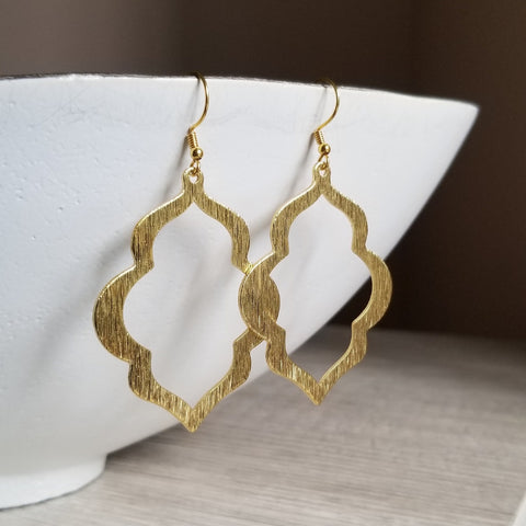 Brushed Gold Dangle Earrings for Women, Moroccan Style Earrings, Gift for Her, Statement Earrings in Gold