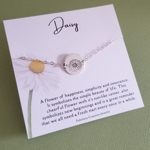 Daisy Flower Bracelet, Dainty Chain Bracelet in Sterling Silver or Gold