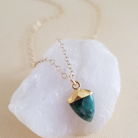 merald Necklace, Dainty Gold Gem Necklace, Emerald Pendant, May Birthday Gift for Her, Green Stone Necklace, May Birthstone Jewelry