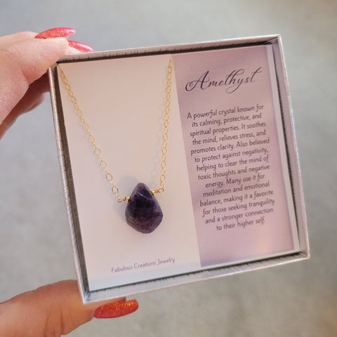 Raw Natural Amethyst Necklace, Dainty Necklace, February Birthstone