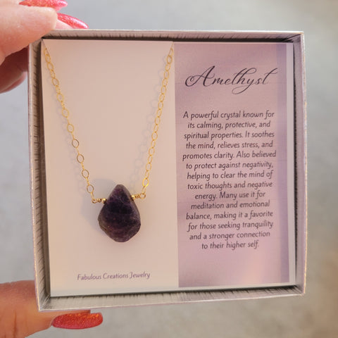 Raw Natural Amethyst Necklace, Dainty Necklace, February Birthstone